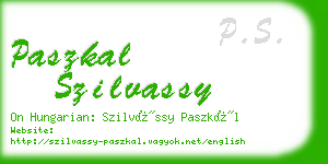 paszkal szilvassy business card